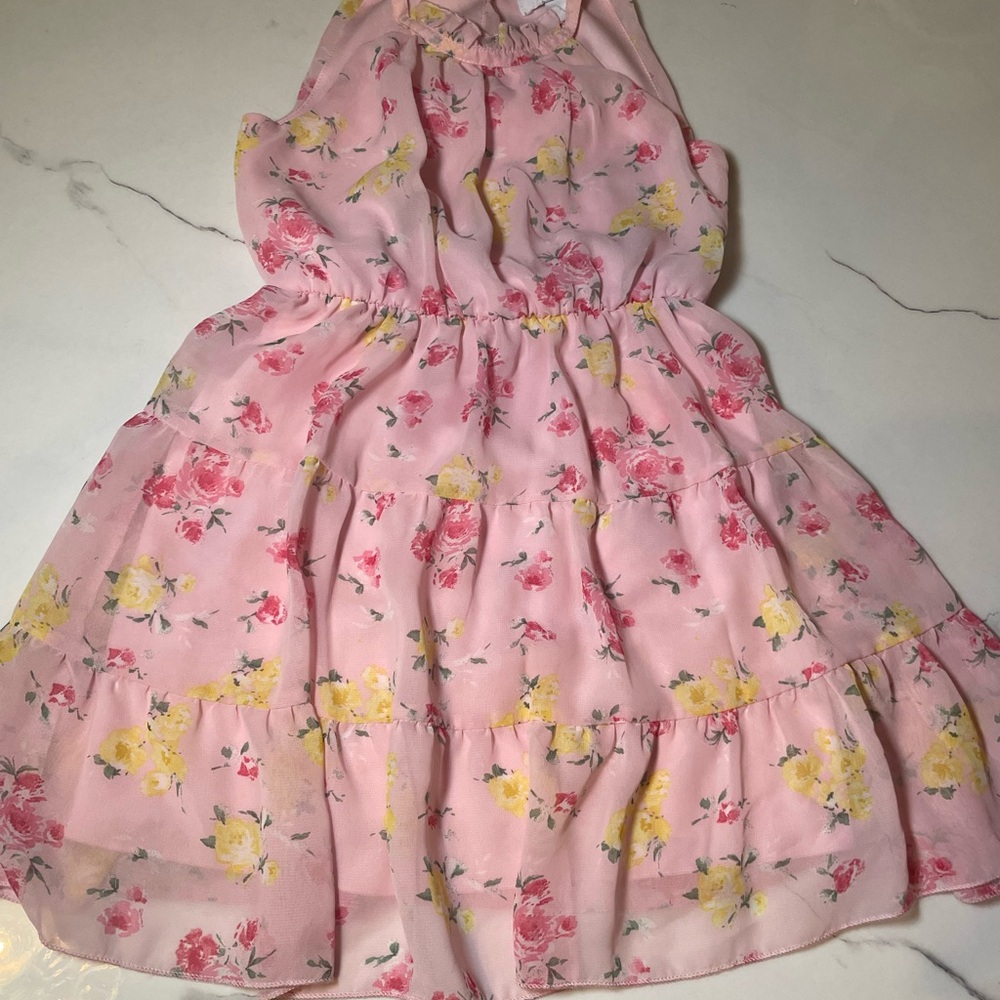Floral Pink and Yellow Kids Dress